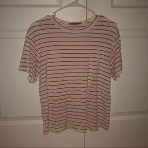 Red and white striped the shirt